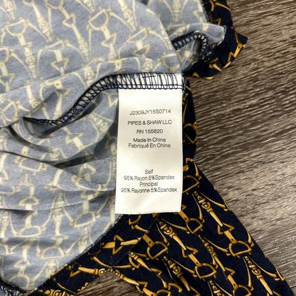 EUC Veronica Beard Neeta Ruched Jersey‎ Top Large Bit Print Stretch Long Sleeve - Picture 7 of 16